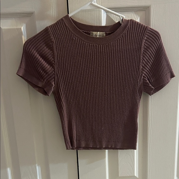 Altar'd State Tops - Altar'd State Ribbed Plum Crop Top